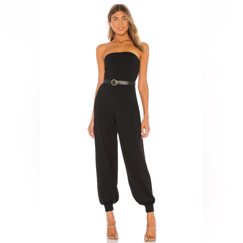 Susana Monaco STRAPLESS CUFFED ANKLE JUMPSUIT in black, size XS